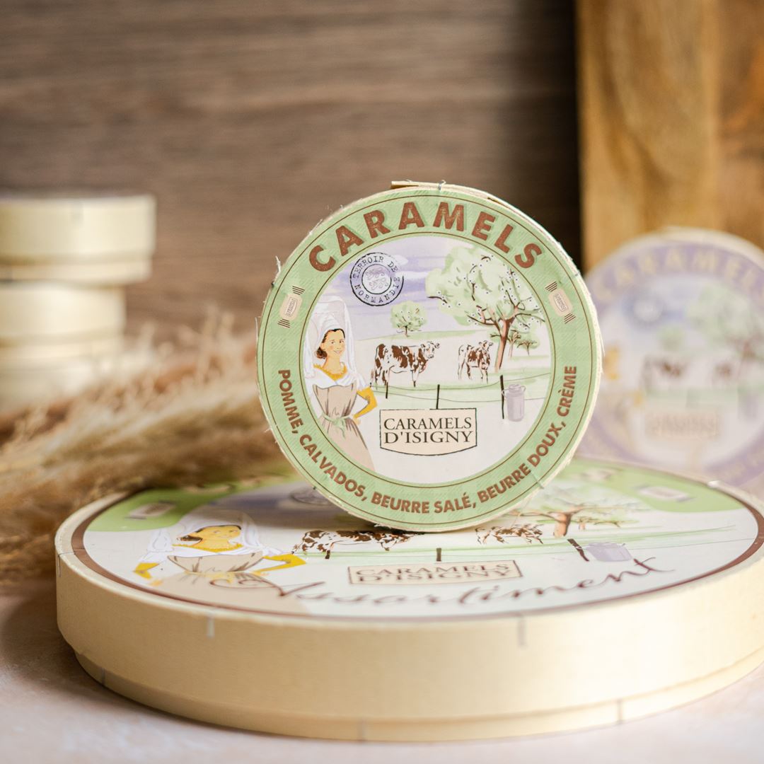BOÎTE BOIS CARAMELS ASSORTIMENT "NORMANDIE" 75G