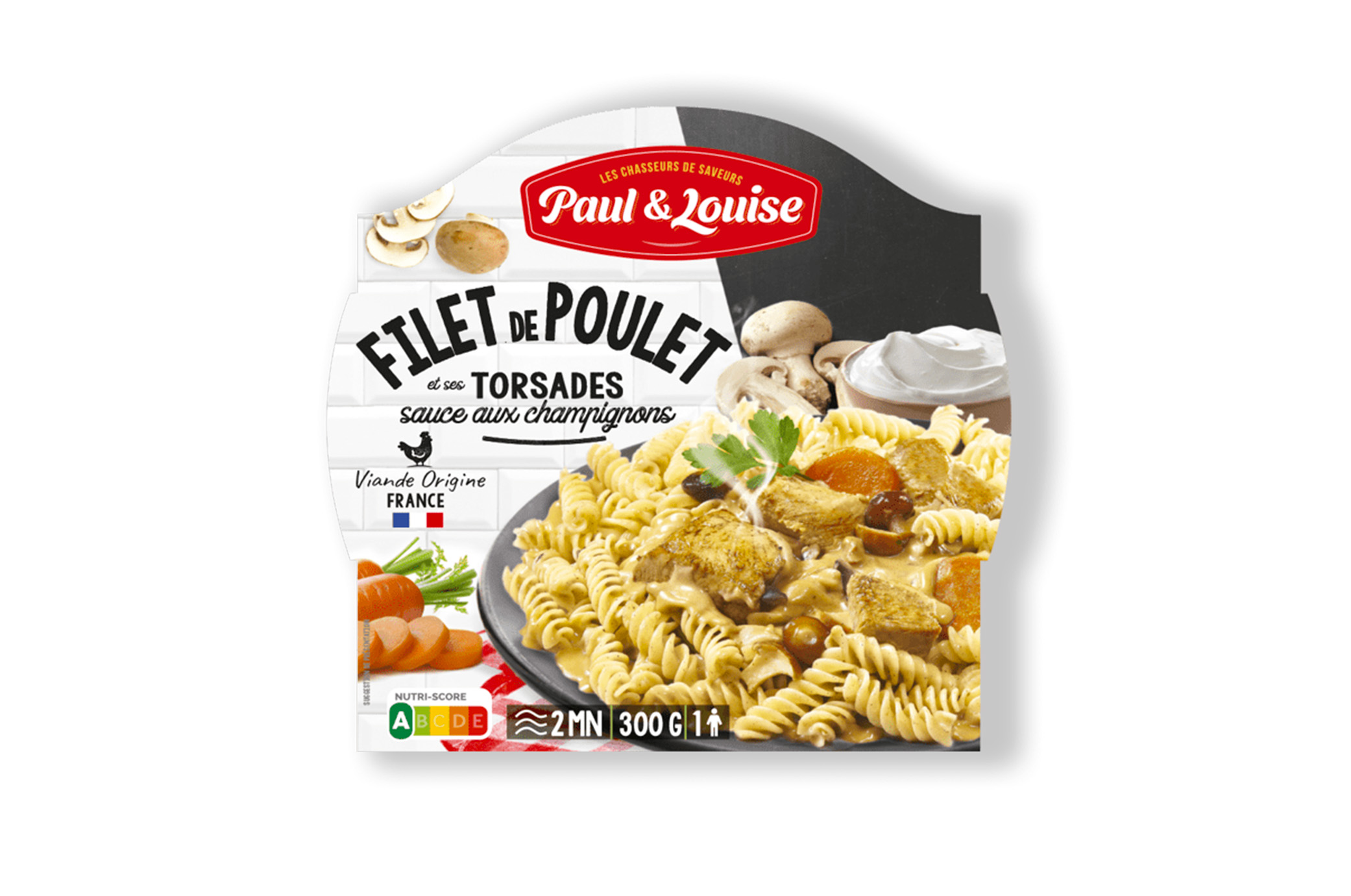 Filet de poulet & Torsades, champignons à la crème (300g)
