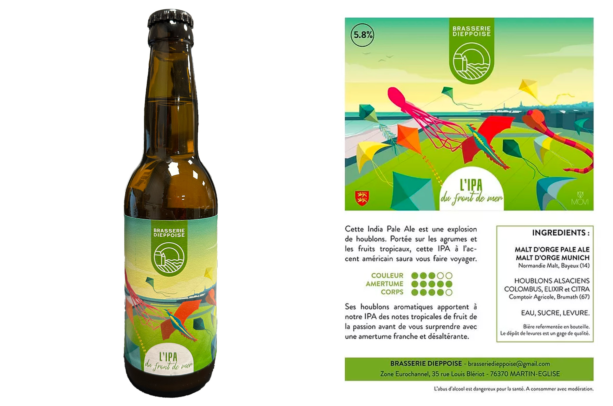 Bière DIEPPOISE IPA du Front de Mer- 5.8 % - 33cl