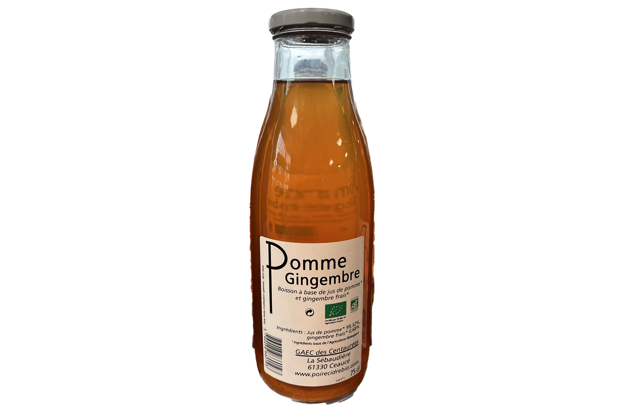Jus de Pomme Gingembre 75cl GAEC DES CENTAUREES