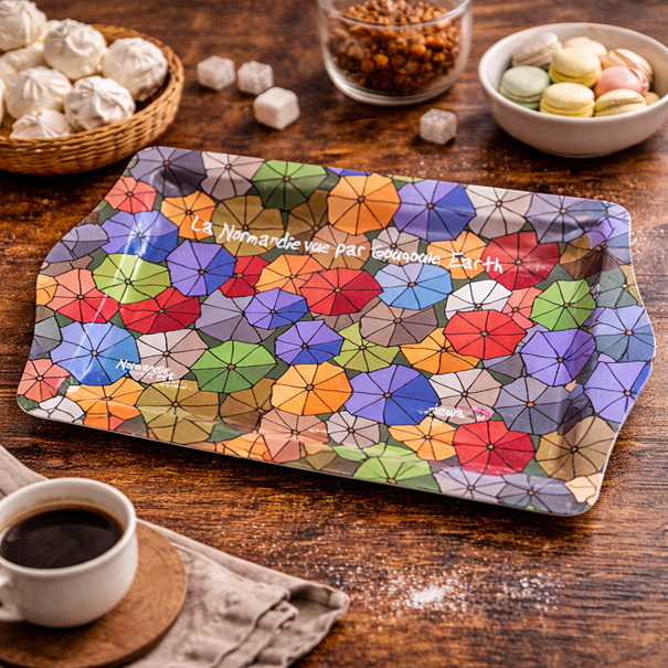 🎨 Plateau métal “Normandie vue par Gougoule Earth” – Graphique et moderne
