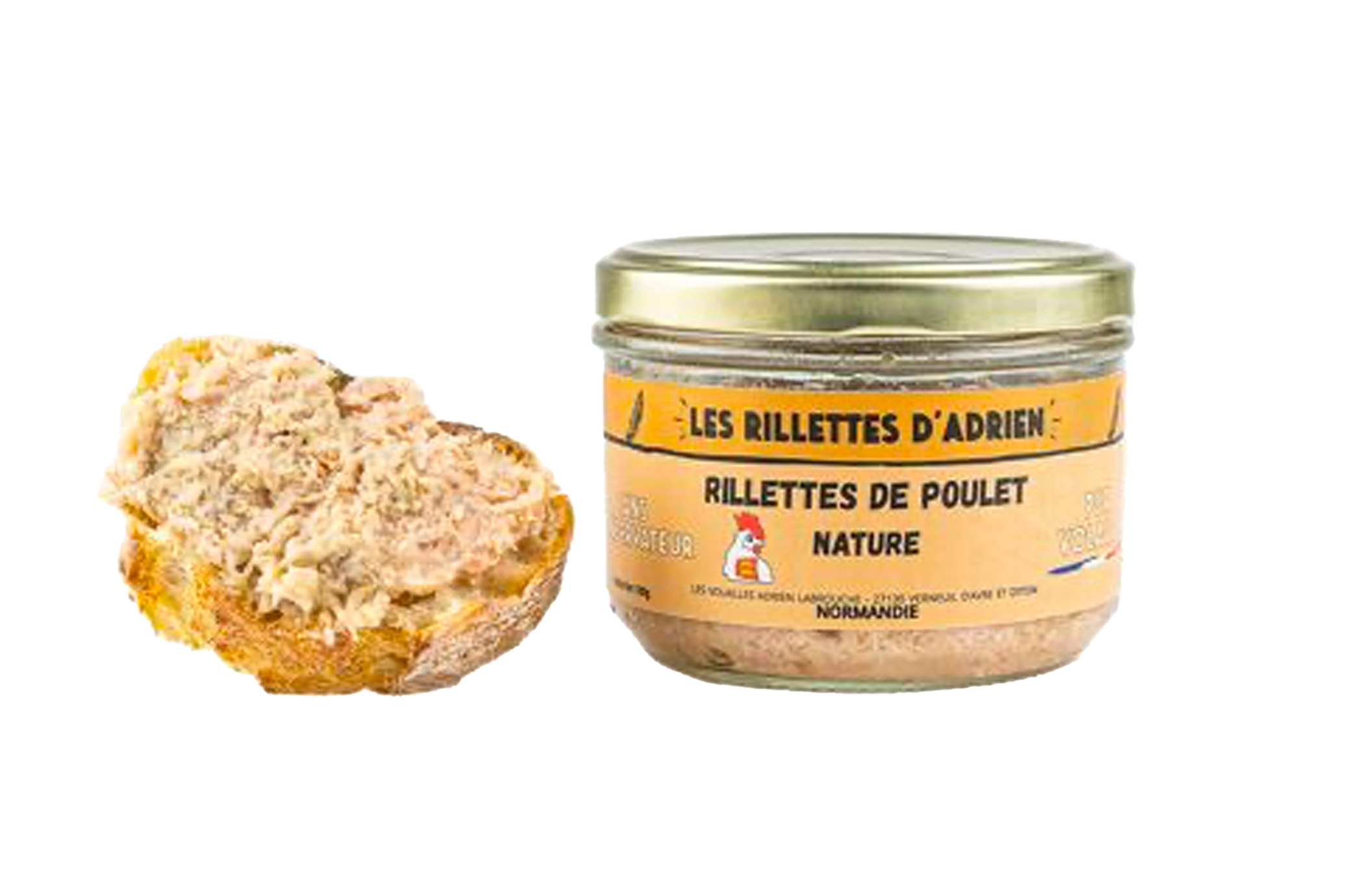 Rillettes de poulet nature de Normandie 180g - Adrien & Cie