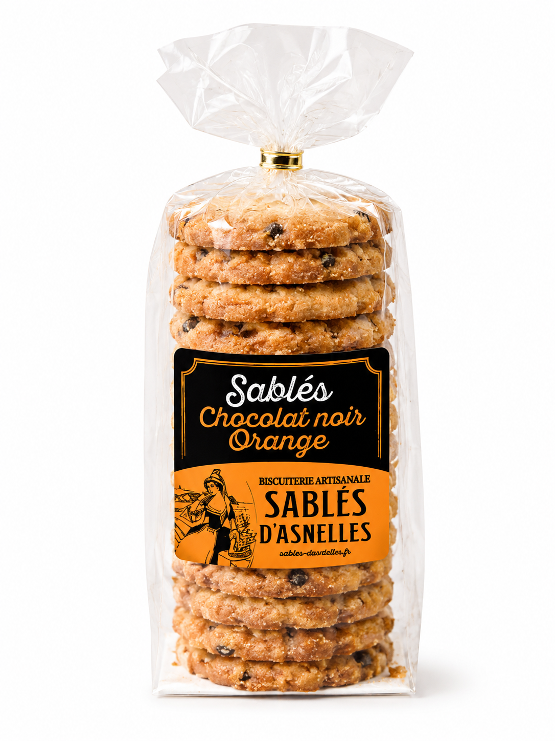 Sachet de sablés chocolat noir orange 200 g | Les Sablés d’Asnelles