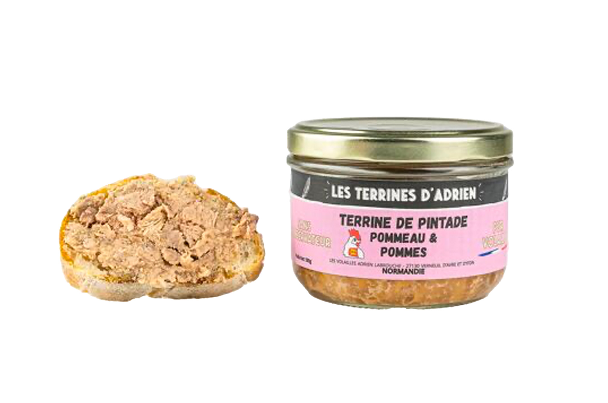 Terrines de pintade pommeau et pommes de Normandie 180g - Adrien & Cie