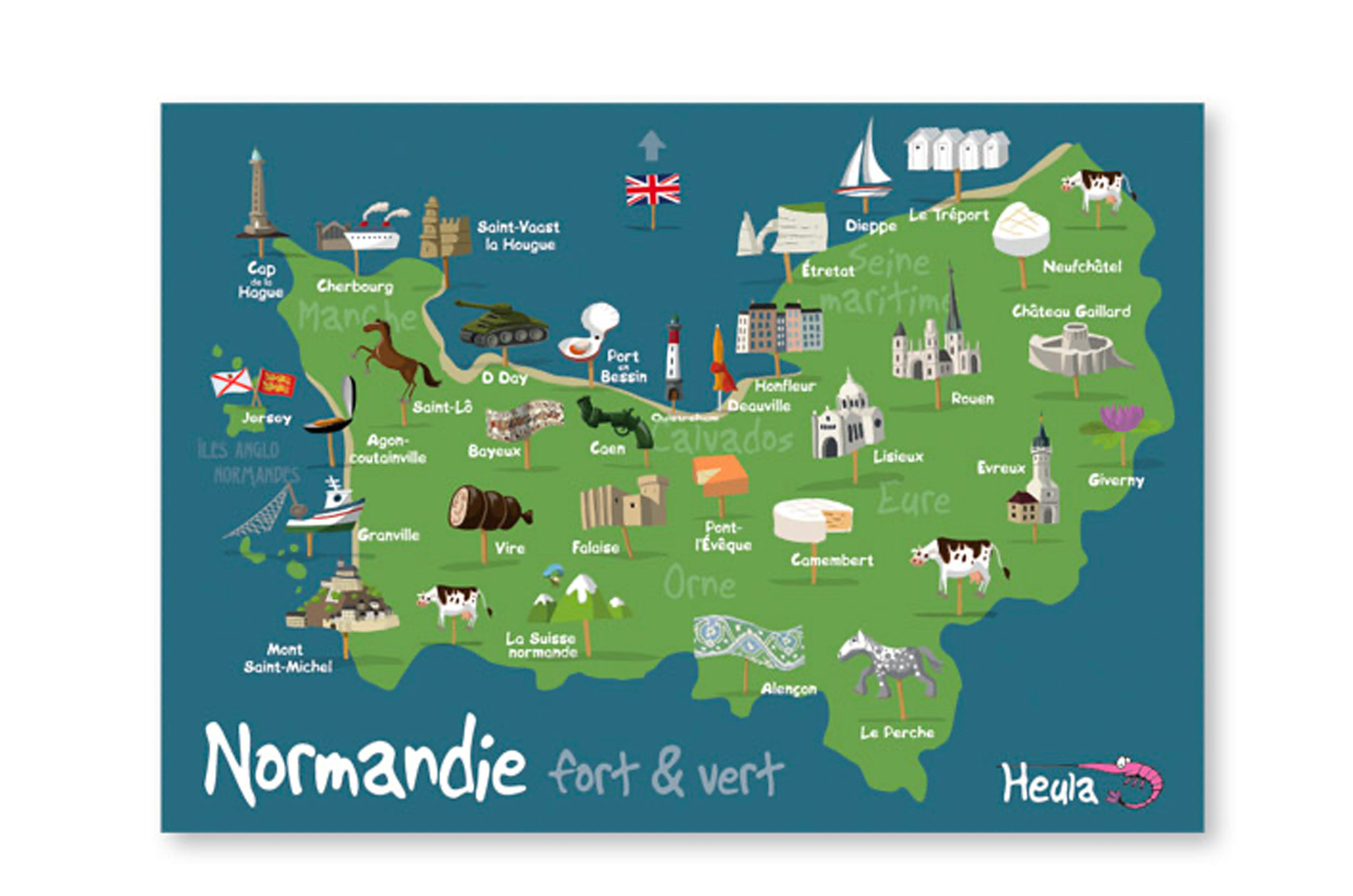 Carte Postale "Carte Normandie"