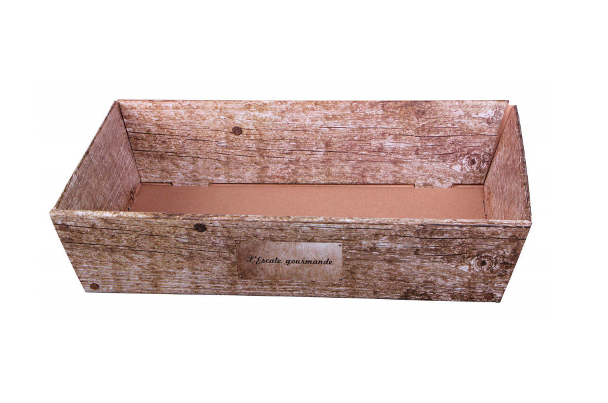 Corbeille Lorriane carton imitation bois grisé