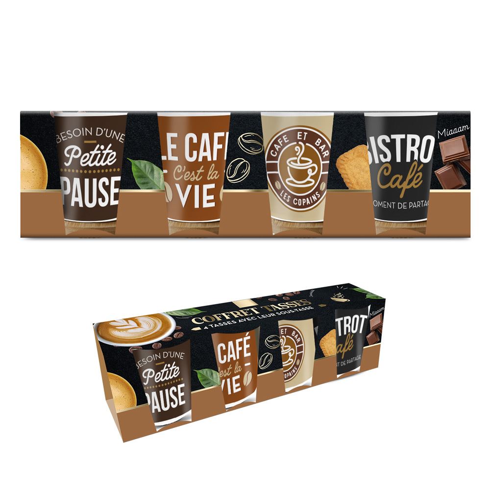 Coffret 4 tasses café céramique